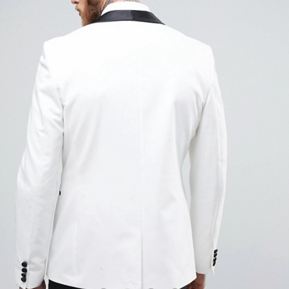 Slim Tuxedo Suit Jacket In White Contrast Lapel